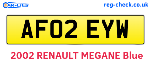 AF02EYW are the vehicle registration plates.