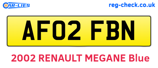 AF02FBN are the vehicle registration plates.