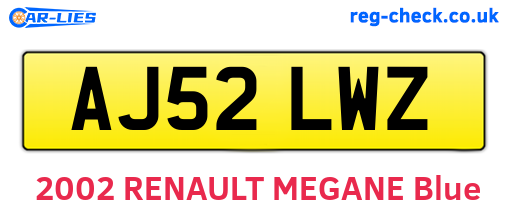 AJ52LWZ are the vehicle registration plates.
