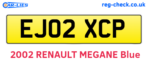 EJ02XCP are the vehicle registration plates.