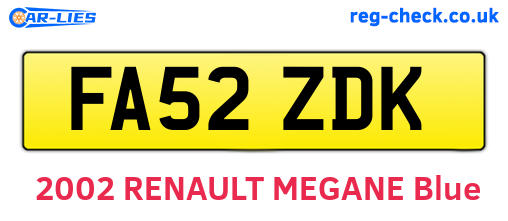 FA52ZDK are the vehicle registration plates.