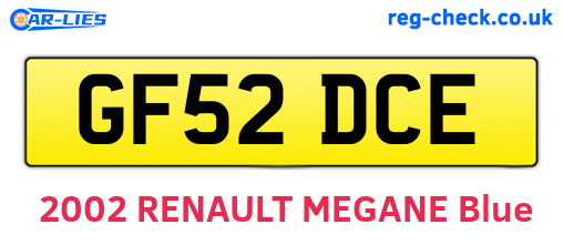 GF52DCE are the vehicle registration plates.