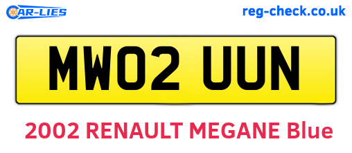 MW02UUN are the vehicle registration plates.
