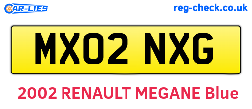 MX02NXG are the vehicle registration plates.