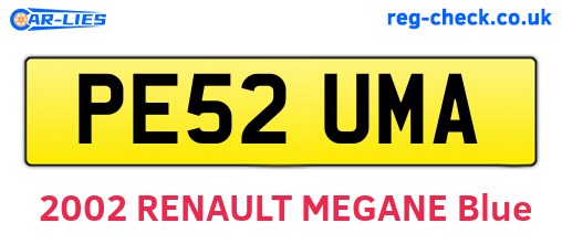 PE52UMA are the vehicle registration plates.
