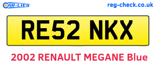 RE52NKX are the vehicle registration plates.