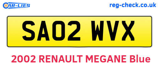 SA02WVX are the vehicle registration plates.
