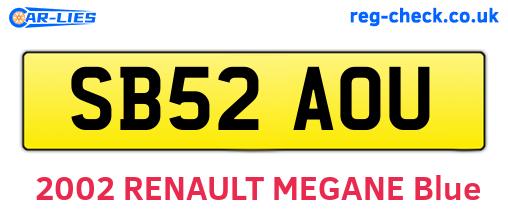 SB52AOU are the vehicle registration plates.