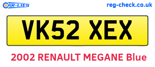 VK52XEX are the vehicle registration plates.