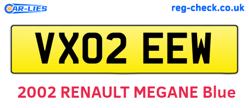 VX02EEW are the vehicle registration plates.