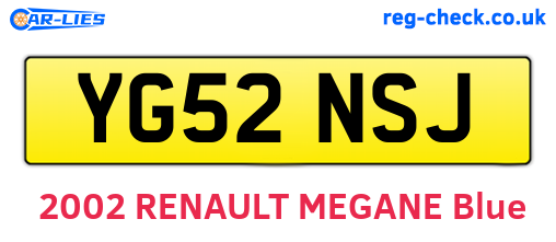 YG52NSJ are the vehicle registration plates.