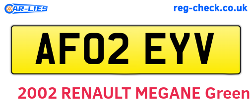 AF02EYV are the vehicle registration plates.