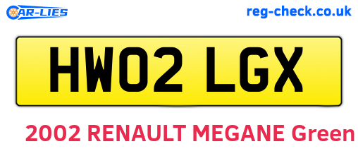 HW02LGX are the vehicle registration plates.