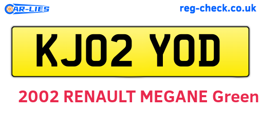 KJ02YOD are the vehicle registration plates.