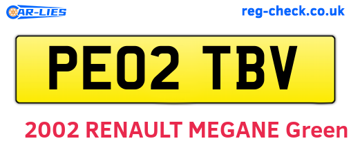 PE02TBV are the vehicle registration plates.