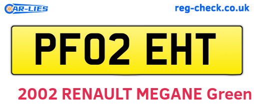 PF02EHT are the vehicle registration plates.