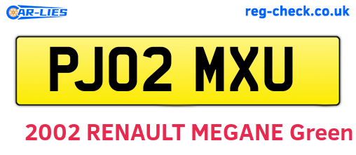 PJ02MXU are the vehicle registration plates.