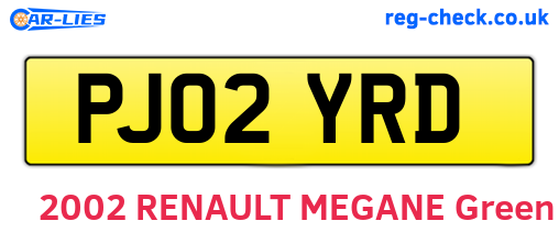 PJ02YRD are the vehicle registration plates.