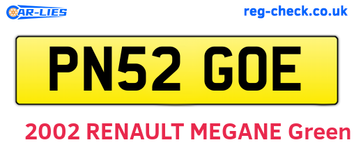 PN52GOE are the vehicle registration plates.