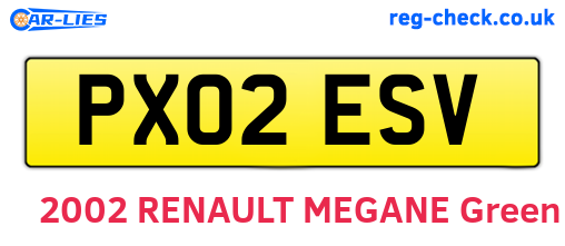 PX02ESV are the vehicle registration plates.