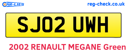 SJ02UWH are the vehicle registration plates.
