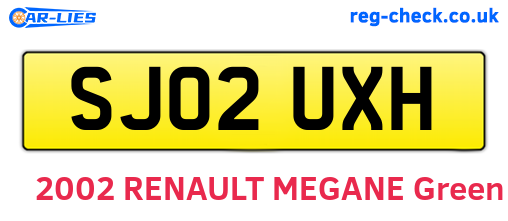 SJ02UXH are the vehicle registration plates.