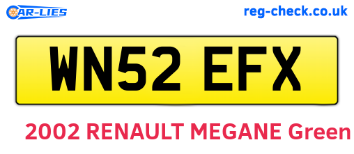 WN52EFX are the vehicle registration plates.