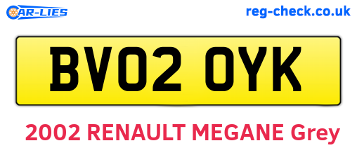 BV02OYK are the vehicle registration plates.