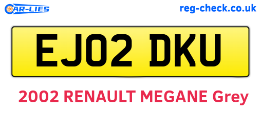 EJ02DKU are the vehicle registration plates.