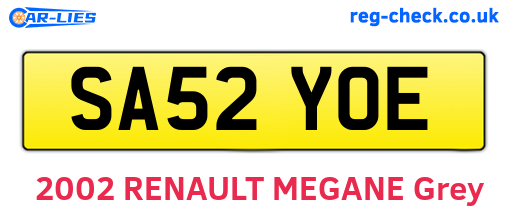 SA52YOE are the vehicle registration plates.