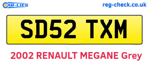 SD52TXM are the vehicle registration plates.