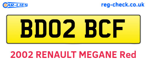 BD02BCF are the vehicle registration plates.