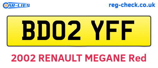 BD02YFF are the vehicle registration plates.