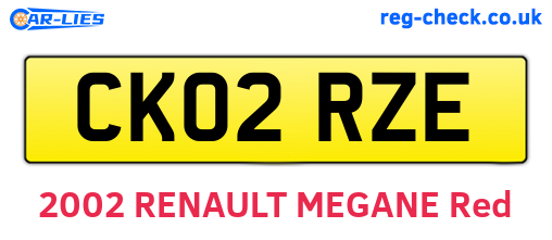CK02RZE are the vehicle registration plates.
