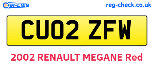 CU02ZFW are the vehicle registration plates.