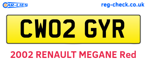 CW02GYR are the vehicle registration plates.