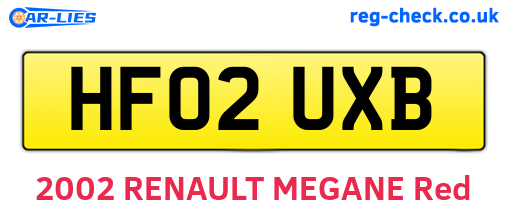 HF02UXB are the vehicle registration plates.