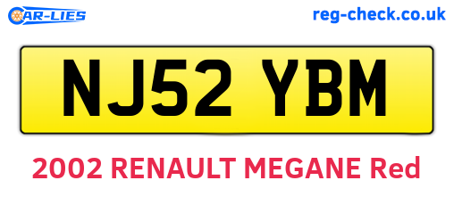 NJ52YBM are the vehicle registration plates.
