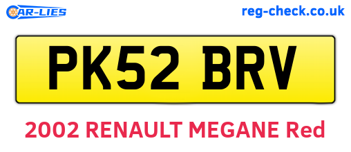 PK52BRV are the vehicle registration plates.