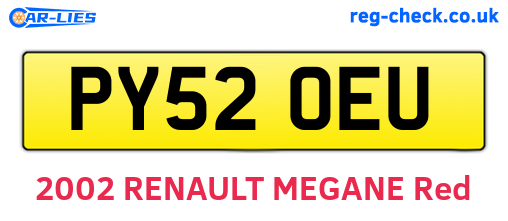 PY52OEU are the vehicle registration plates.