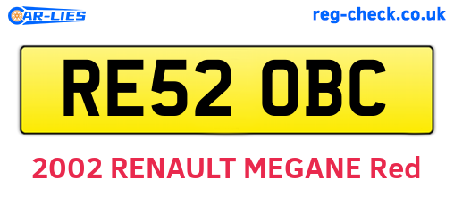 RE52OBC are the vehicle registration plates.