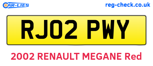 RJ02PWY are the vehicle registration plates.