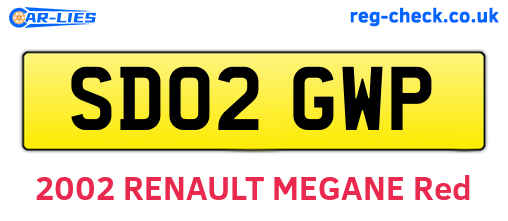 SD02GWP are the vehicle registration plates.