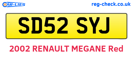 SD52SYJ are the vehicle registration plates.