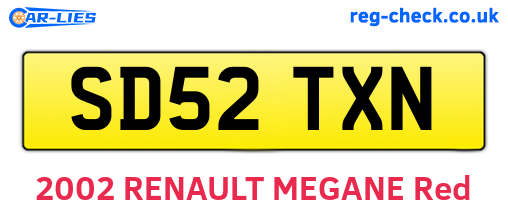 SD52TXN are the vehicle registration plates.