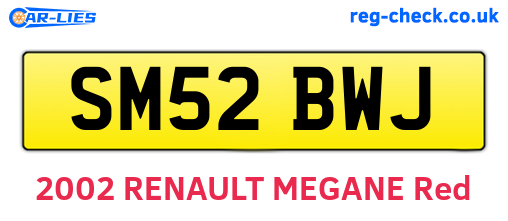 SM52BWJ are the vehicle registration plates.
