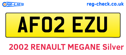 AF02EZU are the vehicle registration plates.
