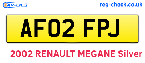 AF02FPJ are the vehicle registration plates.