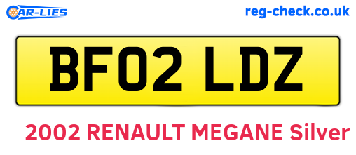 BF02LDZ are the vehicle registration plates.
