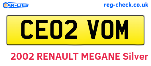 CE02VOM are the vehicle registration plates.